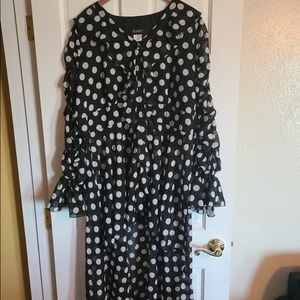 Ashro low black and white polka-dot top.